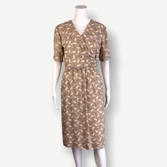 VINTAGE Liz Claiborne Paisley Silk Dress - M - Picture 1 of 9